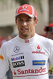 Jenson Button (pictured in 2012) made his first IMSA appearance. Jenson Button Bahrain 2012 (crop).jpg