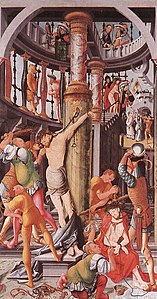 The Flagellation of Christ, first opening, left, inside (panel I li a)