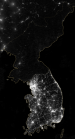 Korean Peninsula at night - 2012 - NASA.png