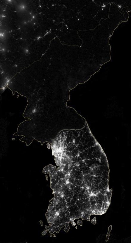 Nighttime on the Korean Peninsula (North & South Korea)