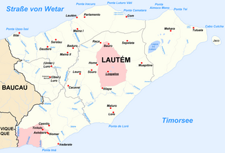 Lautém and its rivers.  The Raumoco flows in the northeast of the municipality