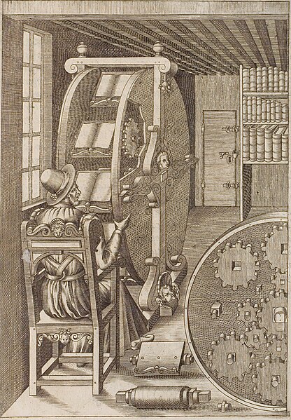 Bookwheel, from Agostino Ramelli's Le diverse et artifiose machine, 1588