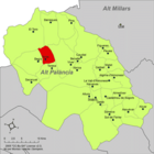 Locatie van de gemeente Toras op de kaart van de provincie