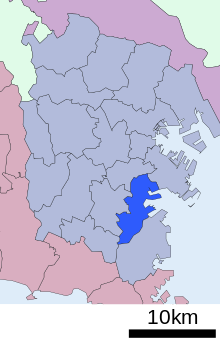Lage der Gemeinde Isogo Yokohama Stadt Präfektur Kanagawa Japan.svg