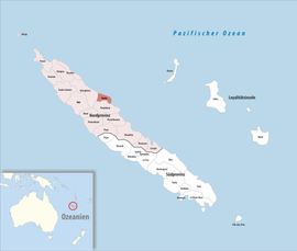 Lokasi komune (merah) berada di Kaledonia Baru