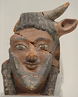 Antéfixe étrusque représentant la tête du dieu-fleuve Achélôos.