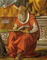 Luca signorelli, vergine in trono e santi, volterra, dettaglio san girolamo.jpg