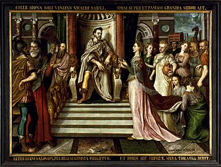 <i>The Queen of Sheba visits King Solomon</i> Painting by Lucas de Heere