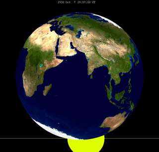 Lunar eclipse from moon-1930Oct07.png