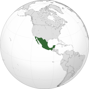 Mexico location on globe