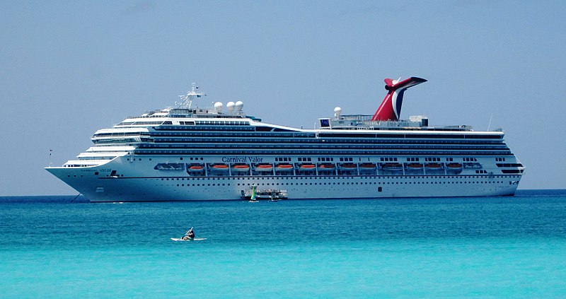 800px MS Carnival Valor at Half Moon Cay from beach
