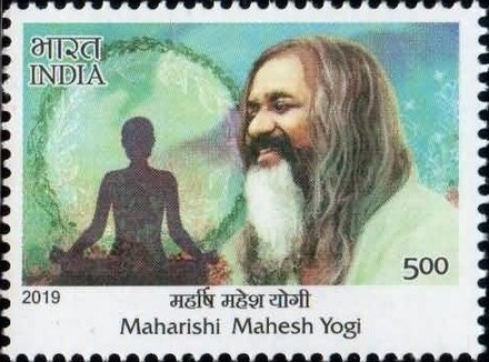 Maharishi Mahesh Yogi on a 2019 stamp of India