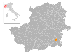 Locatie van Santena in Turijn (TO)