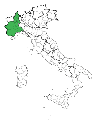 The Piedmont region where Cascarolo bianco is grown. Map Region of Piemonte.svg