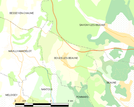 Mapa obce Bouze-lès-Beaune