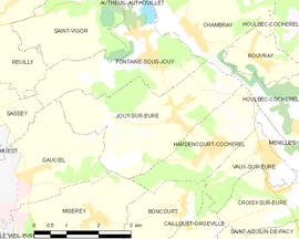 Mapa obce Jouy-sur-Eure