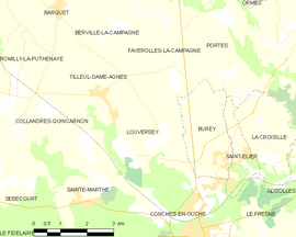 Mapa obce Louversey