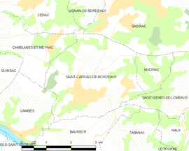 Mapa obce Saint-Caprais-de-Bordeaux