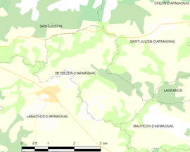 Mapa obce Betbezer-d’Armagnac