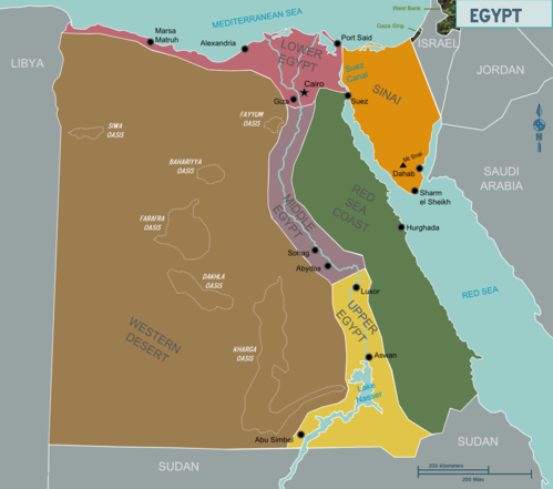 Mapa regionů Egypta