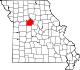 A state map highlighting Saline County in the northwestern part of the state.
