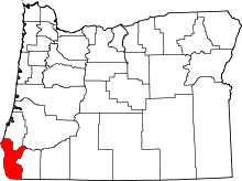 Harta e Curry County në Oregon