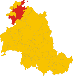 Posizione del comune di Città di Castello all'interno della provincia di Perugia