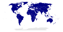 Карта на земји-членки на Интерпол