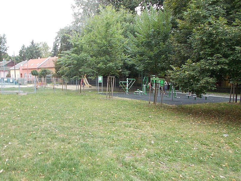 File:Meggyfa Straße Spielplatz, Fitness Park, 2021 Óbuda.jpg