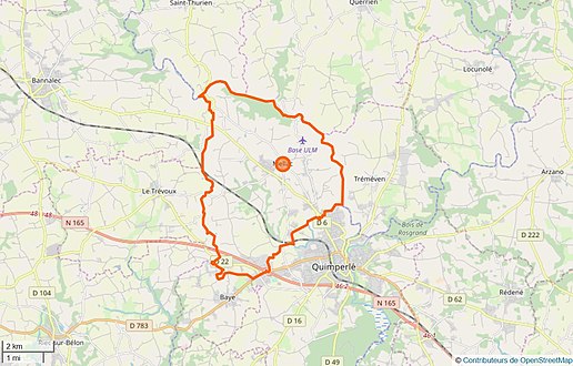 Fargekart som representerer grensene til en kommune.