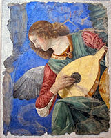 Мелоццо да Форли. Музицирующий ангел из церкви Санти-Апостоли. 1472—1474. Деталь фрески. Собрание Пинакотеки Ватикана
