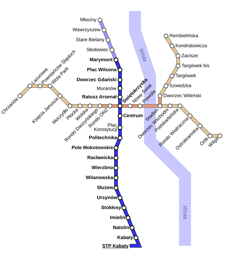 Схема метро варшавы 2022