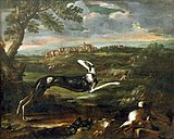 Пейзаж с борзой. Между 1658 и 1660. Холст, масло. Палаццо Киджи. Арричья
