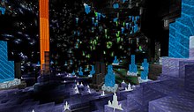 Crystal cave biome generated by Underground Realms mod Minetest-5.3.0-caverealms-mod.jpg