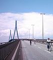 Deutsch: Fahrradsternfahrt in Hamburg am 17.06.07. Auf der Köhlbrandbrücke, Blickrichtung Waltershof.