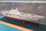 A model of the Project 23900 amphibious assault vessel, designed by JSC Zelenodolsk Design Bureau. Mock amphibious assault ship of the surf on <<Army 2015>> 1.JPG