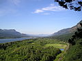 Looking east up the Columbia River Gorge from near Multnomah Falls