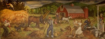 Mural "Haying" by Philip Von Saltza, located in Federal Building, St. Albans, Vermont LCCN2013634364.tif