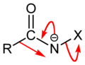 N-acyl-N-(leaving-group)ylamide-anion-rearrangement-2D-straight-arrow.png