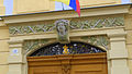 Barockes Portal Neumarkt 12, Dresden, Ceres-Kopf und Eichenlaubschmuck, heute Eingang zum Konsulat des Königreichs Spanien und zur Heinrich Schütz Residenz