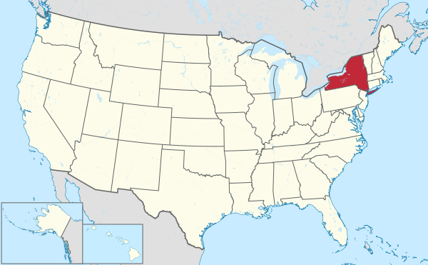 Map of the United States highlighting New York