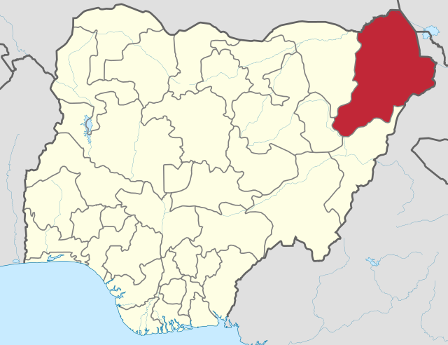 Location of Borno State in Nigeria