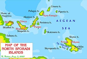 Архипелаг Северные Спорады на карте Греции