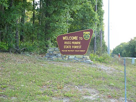 Ross Prairie State Forest signage off State Road 200