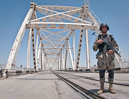 The Friendship Bridge in Termez connecting Uzbekistan with Afghanistan.