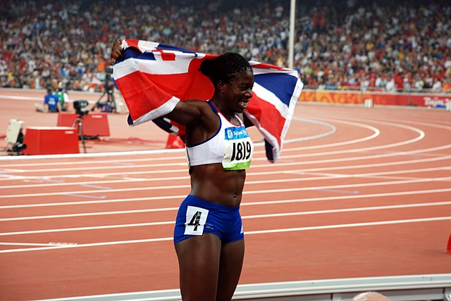 Christine Ohuruogu after her victory in the women's 400 m.