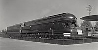 Pennsylvania RR's S-1 locomotive, designed by Raymond Loewy, at the 1939 New York World's Fair