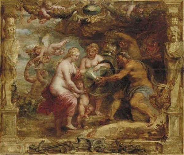 Vulcan Presenting the Arms of Achilles to Thetis by Peter Paul Rubens.