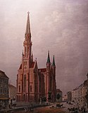 Petrikirche en Berlín.  El proyecto de G. Shtrak.  Construcción F. Adler.  1850. Olografía del siglo XIX.