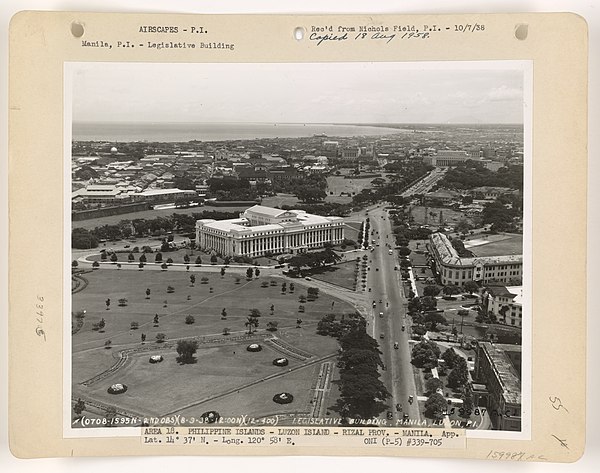 Aerial view of the Legislative Building, 1938